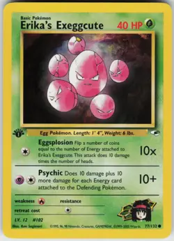 Pokemon TCG Erika's Exeggcute (77) 077/132 Gym Heroes Common card 1st Edition LP - Image 1
