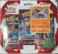 Pokemon Sun & Moon Crimson Invasion 3 Pack Sealed Blister LUCARIO promo - Image 1