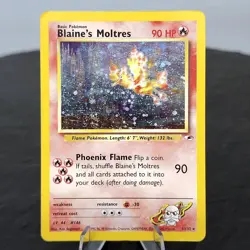 Blaine's Moltres Holo Rare 1/132 Gym Heroes Pokemon Card WOTC DMG Creases 🔥 - Image 1