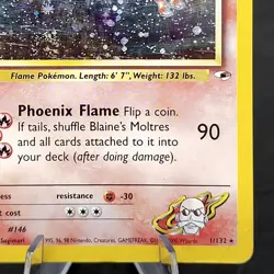 Blaine's Moltres Holo Rare 1/132 Gym Heroes Pokemon Card WOTC DMG Creases 🔥 - Image 2