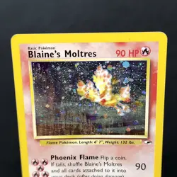 Blaine's Moltres Holo Rare 1/132 Gym Heroes Pokemon Card WOTC DMG Creases 🔥 - Image 3