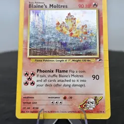 Blaine's Moltres Holo Rare 1/132 Gym Heroes Pokemon Card WOTC DMG Creases 🔥 - Image 4