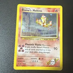2000 VINTAGE POKEMON TCG Pokemon Gym Heroes Blaine’s Moltres #1/132 Holo Rare MP - Image 1