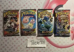 Pokemon SM Cosmic Eclipse Booster Pack Art Set Factory Sealed (4 Packs) - Image 2