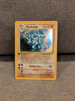1st Edition Machamp 8/102 Base Set Holo Rare Vintage 1999 Pokemon Card - NM - Image 1