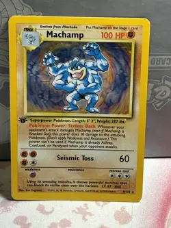 Machamp 8/102 1st Edition NM Holo Rare Base Set Pokemon Card 1999 WOTC nm - Image 1