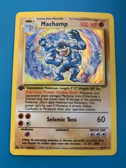 1st Edition Machamp 8/102 Base Set Holo Rare Vintage 1999 Pokemon Card - Image 1