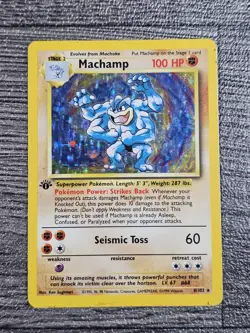 Machamp 1st Edition Pokemon Card 8/102 Base Set Rare Holo WOTC 1999 Played MP - Image 1