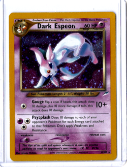 Pokemon TCG Neo Destiny Dark Espeon Holo Rare Card 4/105 Swirl - Image 1