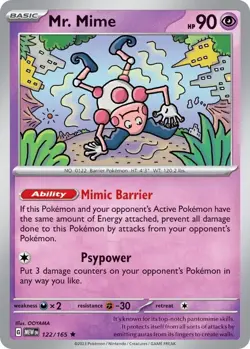 Mr. Mime - 122/165 - Pokemon 151 Holo Rare Card NM - Image 1