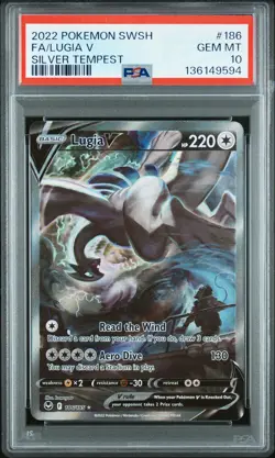 2022 POKEMON SWORD & SHIELD SILVER TEMPEST #186 FULL ART/LUGIA V PSA 10 - Image 1