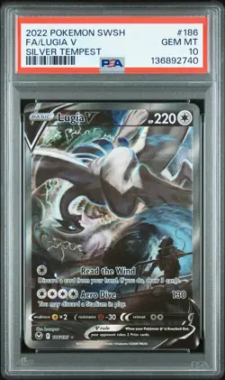 2022 POKEMON SWORD & SHIELD SILVER TEMPEST #186 FULL ART/LUGIA V PSA 10 - Image 1