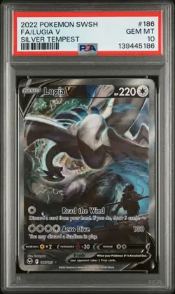 2022 POKEMON SWORD & SHIELD SILVER TEMPEST #186 FULL ART/LUGIA V PSA 10 - Image 1