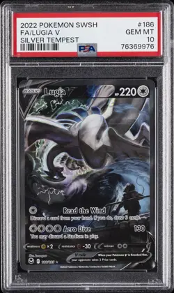 2022 POKEMON SWORD & SHIELD SILVER TEMPEST #186 FULL ART/LUGIA V PSA 10 - Image 1