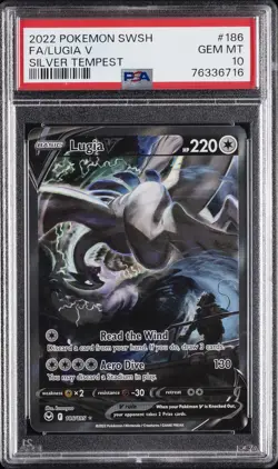 2022 POKEMON SWORD & SHIELD SILVER TEMPEST #186 FULL ART/LUGIA V PSA 10 - Image 1