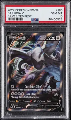 2022 POKEMON SWORD & SHIELD SILVER TEMPEST #186 FULL ART/LUGIA V PSA 10 - Image 1