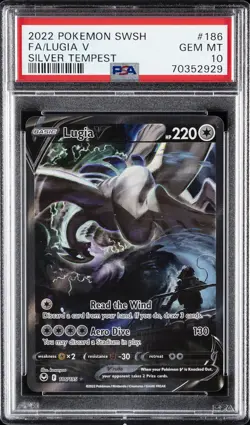 2022 POKEMON SWORD & SHIELD SILVER TEMPEST #186 FULL ART/LUGIA V PSA 10 - Image 1