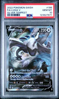 2022 POKEMON SWORD & SHIELD SILVER TEMPEST #186 FULL ART/LUGIA V PSA 10 - Image 1