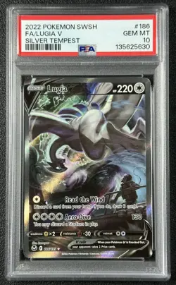 LUGIA V PSA 10 2022 POKEMON SWORD & SHIELD SILVER TEMPEST #186/195 FULL ART FA 0 - Image 1