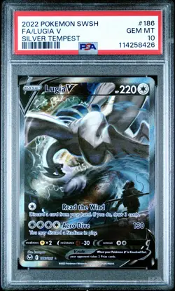 2022 POKEMON SWORD & SHIELD SILVER TEMPEST #186 FULL ART/LUGIA V PSA 10 - Image 1