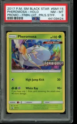PSA 8 NM-MT Pokemon Pheromosa Sun & Moon Promo Prerelease Staff Holo SM115 - Image 1
