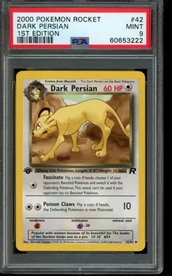 PSA 9 MINT Pokemon Dark Persian Team Rocket 1st Edition 42/82 - Image 1