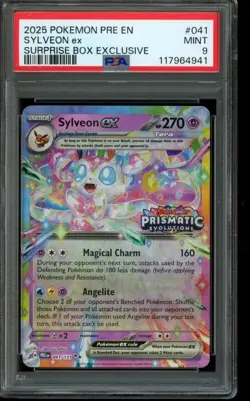 PSA 9 MINT Pokemon Sylveon ex Prismatic Evolutions Surprise Box 041/131 - Image 1