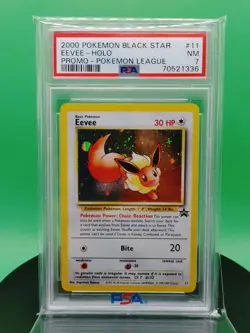 PSA 7 Eevee 11 Black Star Promo Pokemon League Holo June 2000 English Pokemon - Image 1