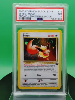 PSA 7 Eevee 11 Black Star Promo Pokemon League Holo June 2000 English Pokemon - Image 2