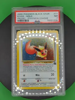 PSA 7 Eevee 11 Black Star Promo Pokemon League Holo June 2000 English Pokemon - Image 4