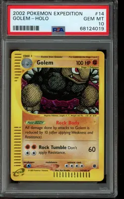 PSA 10 GEM MINT Pokemon Golem Expedition Holo #14 2002 - Image 1