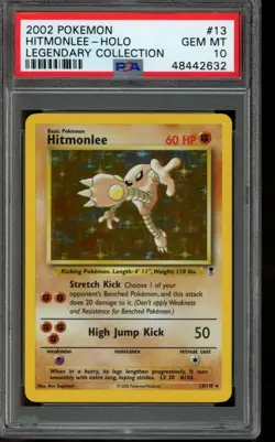 PSA 10 GEM MINT Pokemon Hitmonlee Legendary Collection Holo #13 2002 - Image 1