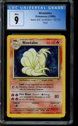CGC 9 MINT Pokemon Ninetales Base Set Unlimited Holo 12/102 - Image 1