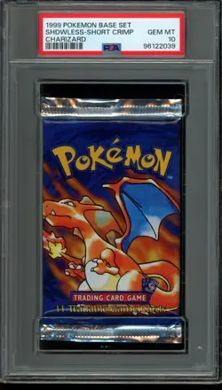 PSA 10 GEM MINT Pokemon Shadowless Base Set Pack Short Crimp Charizard 1999 - Image 1