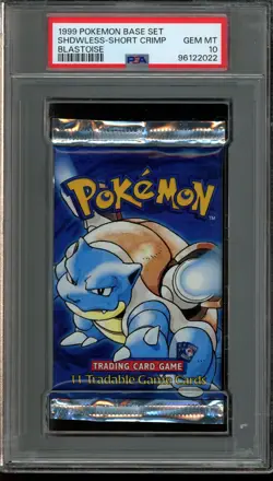PSA 10 GEM MINT Pokemon Blastoise 1999 Base Set SHADOWLESS SHORT CRIMP Booster - Image 1