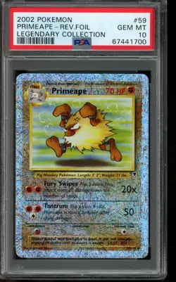 PSA 10 GEM MINT Pokemon Primeape Legendary Collection Reverse Holo #59 2002 - Image 1