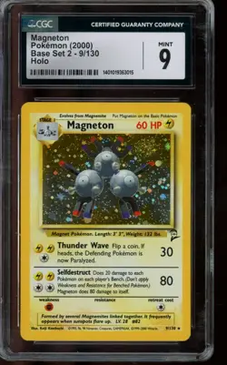 CGC 9 MINT Pokemon Magneton Base Set 2 Holo 9/130 - Image 1