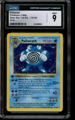 CGC 9 MINT Pokemon Poliwrath Base Set 1st Edition Holo #13/102 - Image 1
