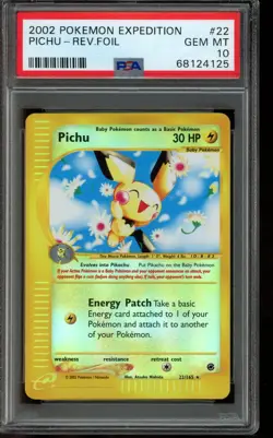 PSA 10 GEM MINT Pokemon Pichu Expedition Reverse Holo #22 2002 - Image 1