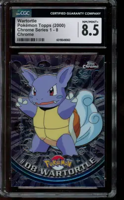 CGC 8.5 NM/MINT+ Pokemon Wartortle Topps Chrome Series 1 Chrome 8 - Image 1