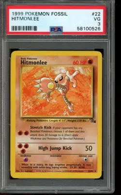 PSA 3 VG Pokemon Hitmonlee Fossil 22/62 - Image 1
