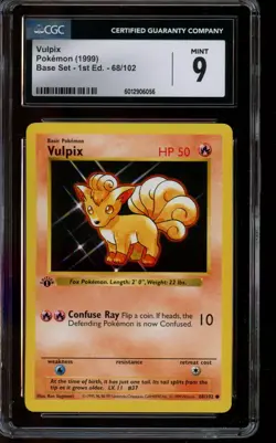 CGC 9 MINT Pokemon Vulpix Base Set 1st Edition Shadowless 68/102 - Image 1