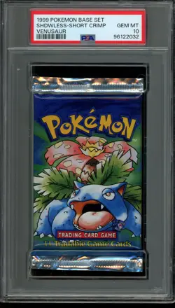 PSA 10 GEM MINT Pokemon Shadowless Base Set Pack Short Crimp Venusaur 1999 - Image 1