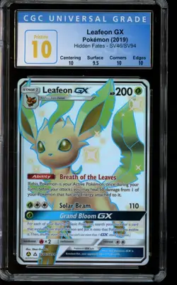 CGC 10 PRISTINE Pokemon Leafeon GX Hidden Fates Ultra Rare SV46/SV94 - Image 1