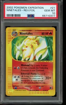 PSA 10 GEM MINT Pokemon Ninetales Expedition Reverse Holo #21 2002 - Image 1