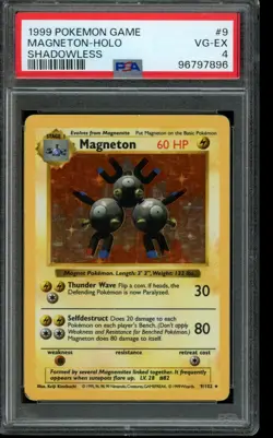 PSA 4 VG-EX Pokemon Magneton Base Set Shadowless Holo #9 1999 - Image 1