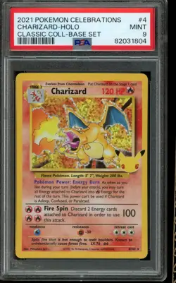 PSA 9 MINT Pokemon Charizard Celebrations Classic Collection Base Set Holo 4/102 - Image 1