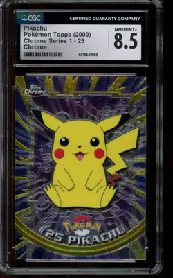 CGC 8.5 NM/MINT+ Pokemon Pikachu Topps Chrome Series 1 Chrome 25 - Image 1