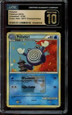 CGC 10 PRISTINE Pokemon Poliwhirl Unleashed Cross Holo Championships 37/95 - Image 1