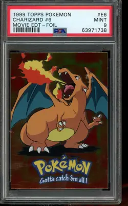 PSA 9 MINT Pokemon Charizard Topps Movie Edition Foil #6 - Image 1